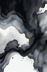 Wall Mural - black theme color abstract gradient painting watercolor illustration design copy space