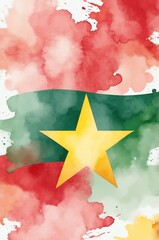 Wall Mural - myanmar national flag theme abstract gradient painting watercolor illustration design copy space