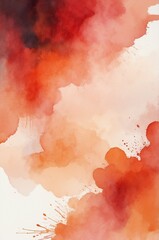 Wall Mural - red to orange grainy grunge abstract gradient painting watercolor illustration design copy space