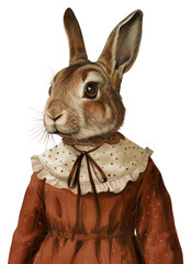 Canvas Print - PNG  Anthropomorphic rabbit in vintage attire