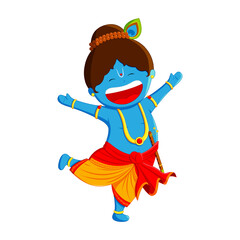 Wall Mural - Vector illustration of cute baby krishna transparent background