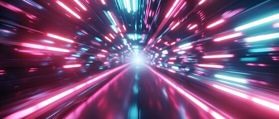 Poster - Abstract Neon Tunnel