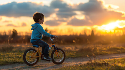 young boy riding a bike