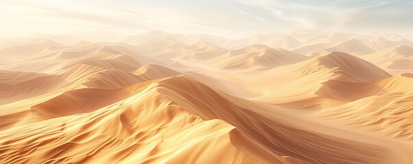 Wall Mural - A vast desert landscape stretching as far as the eye can see, with dunes that rise and fall like waves.