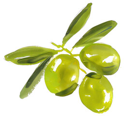 Sticker - Vibrant green olives watercolor illustration