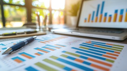 Poster - A detailed image of a financial report with bar charts and line graphs.