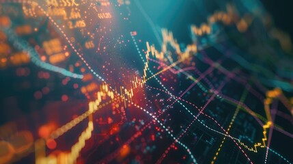 Poster - A detailed image of a stock market graph with upward trends