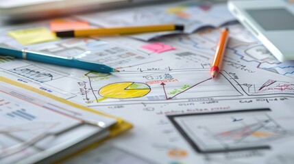 Poster - A detailed view of a marketing strategy document with notes and highlights.