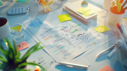 Poster - A detailed view of a marketing strategy document with notes and highlights.