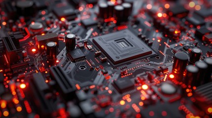 Aufkleber - A close-up of an electronic motherboard with detailed components.