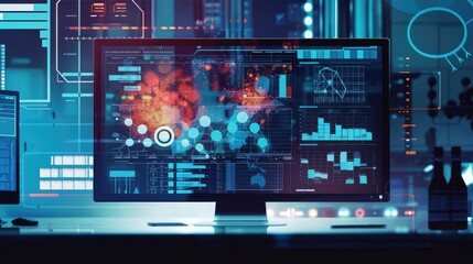 Poster - A computer screen displaying complex data from a scientific experiment.
