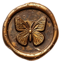 Wall Mural - PNG Letter Seal wax Stamp of butterfly jewelry locket bronze.