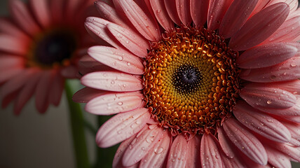 Canvas Print - pink gerber daisy, ai generated