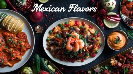 Discover vibrant Mexican flavors with colorful dishes featuring shrimp, spices, and fresh ingredients. Perfect for any culinary occasion.