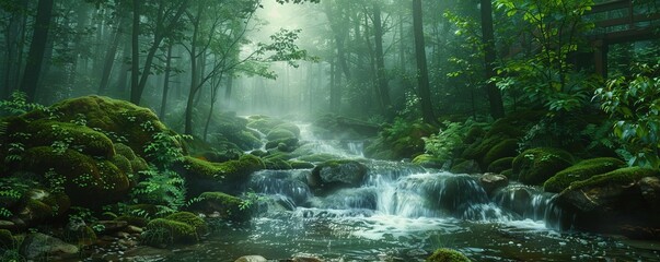 Canvas Print - Emerald Enchantment of Lush Forest, 4K hyperrealistic photo