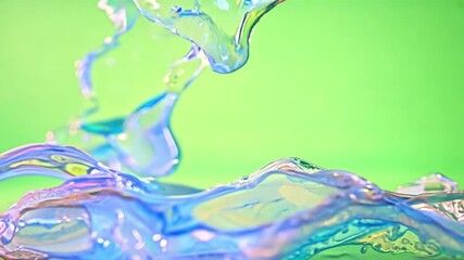 Poster - Slow motion, close up video of a soap film floating in the air and bursting in front of a green screen, symbolizing fragility, beauty, and transience