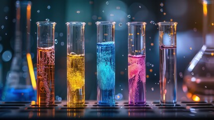 Poster - Detailed view of test tubes with different concentrations of a solution, showing how varying concentrations can affect the rate or outcome of a chemical reaction.
