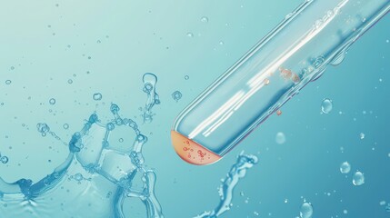 Poster - diagram of a test tube with a reaction involving solids and liquids, illustrating how solid substanc