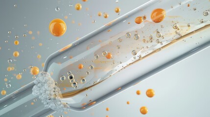 Poster - diagram of a test tube with a reaction involving solids and liquids, illustrating how solid substanc
