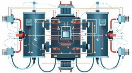 Poster - Diagram of a transformer circuit, showing how it steps up or steps down AC voltage using primary and secondary windings