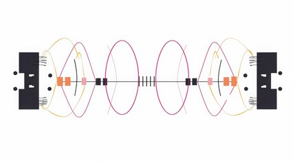 Poster - Diagram of an astable multivibrator circuit, showing how it generates a continuous square wave signal without external triggering