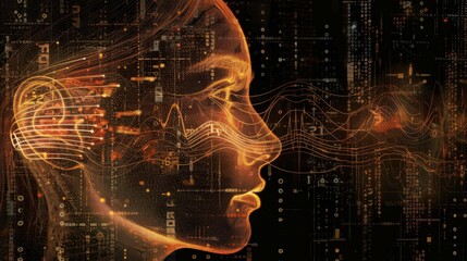 Fototapete - Diagram of forensic linguistics, featuring the analysis of language patterns, voice recordings, and written communications to aid in criminal investigations