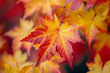 Wall Mural - Vibrant Autumn Leaves in Shades of Red and Yellow