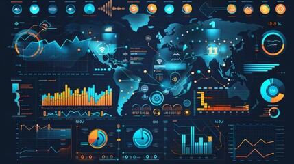 Wall Mural - dynamic seo dashboard with vibrant charts and graphs for data-driven analysis
