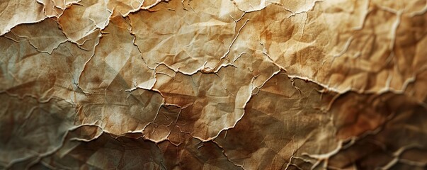 Canvas Print - Aged parchment with visible wrinkles, 4K hyperrealistic photo