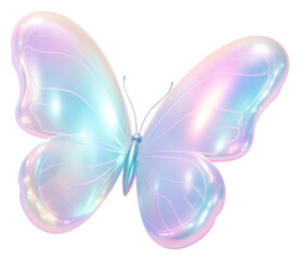 Canvas Print - PNG  Iridescent butterfly with pastel colors