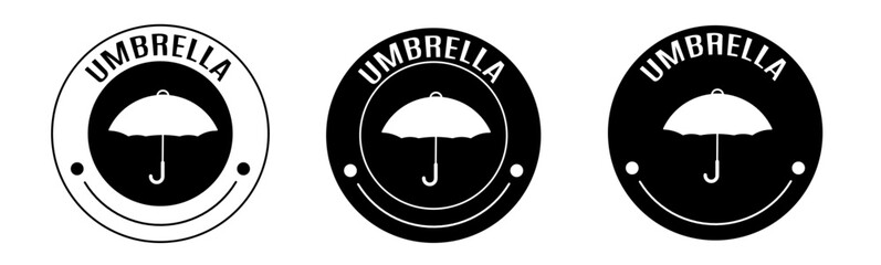 Wall Mural - Black and white illustration of umbrella icon in flat. Stock vector.