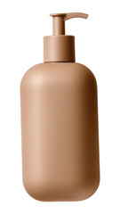 Wall Mural - PNG Transparent-Opaque SHAMPOO BOTTLE with pump in tea brown color bottle simplicity white background.