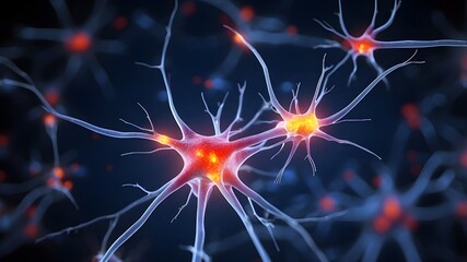 Wall Mural - Brain activity firing neurons triggering biology chemical receptor cell dendrite, electrical nerve signal, neurotransmitter, and