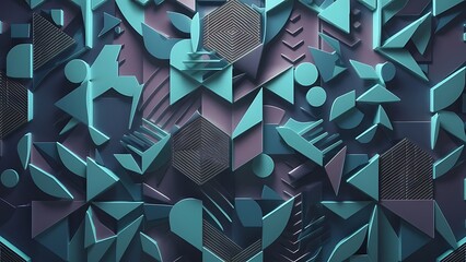 Wall Mural - Seamless 3D Geometric Wallpaper Pattern Design