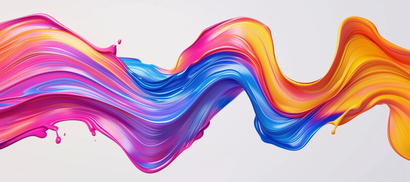 Color brush paint ribbon stroke swirl abstract splash background wave. Brush brushstroke color ribbon paint stroke flow shape wavy design paintbrush pen fluid rainbow element texture acrylic 3D line
