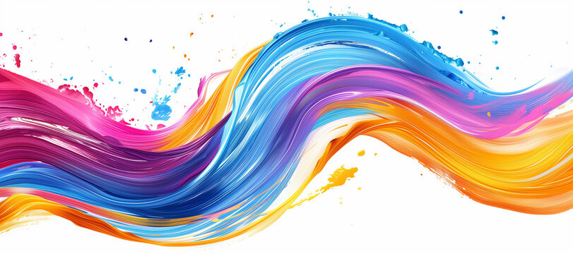 Color brush paint ribbon stroke swirl abstract splash background wave. Brush brushstroke color ribbon paint stroke flow shape wavy design paintbrush pen fluid rainbow element texture acrylic 3D line