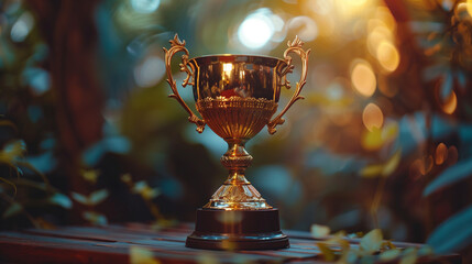 streamers competition Golden sport trophy confetti background streamer gold cup winner prize best illustration celebration succeed champion award. Champion golden trophy isolated on black background. 