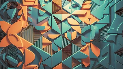 Wall Mural - Seamless 3D Geometric Wallpaper Pattern Design