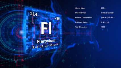 Modern periodic table element Flerovium illustration