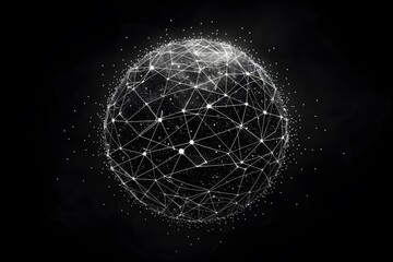 Poster - Abstract Representation of a Connected Digital Sphere in a Dark Background