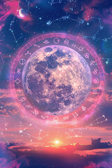 Wall Mural - astrology. astro astrologer calculates natal chart makes forecast of fate tarot cards, fortune telli