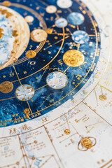 Wall Mural - astrology. astro astrologer calculates natal chart makes forecast of fate tarot cards, fortune telli