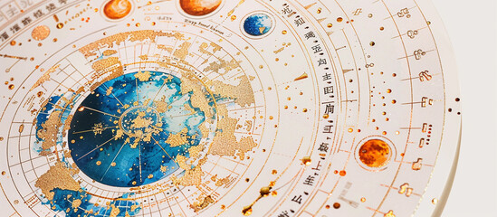 Wall Mural - astrology. astro astrologer calculates natal chart makes forecast of fate tarot cards, fortune telli