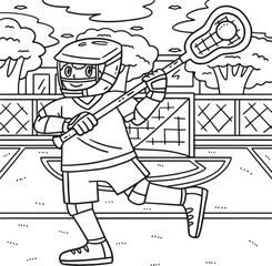 Lacrosse Player Passing Ball Coloring Page 