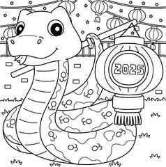 Poster - Year of the Snake Holding a Lantern 2025 Coloring 