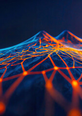 Poster - Abstract Digital Landscape with Glowing Connections