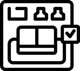 Poster - Black outline icon of laboratory equipment showing successful experiment results