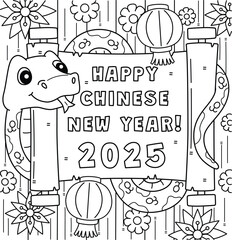 Poster - Year of the Snake Holding a Scroll Coloring Page 