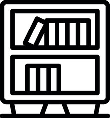 Poster - simple line icon of a modern bookshelf with books, symbolizing organization and storage of literatur