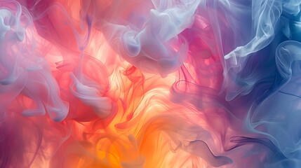 Wall Mural - Ethereal Swirls of Colorful Smoke in a Dreamlike Abstract Composition